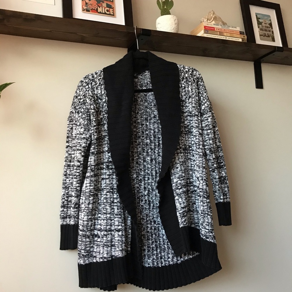 Guess Black/White Wool Chunky Sweater Top Formal